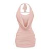 Vestido de Malla con Cuello con Cordones Spice Girls Deseo Puro para Mujer Diseño Pequeño Plisado Sexy Ajustado Falda de Cadera