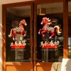 Feliz Año Nuevo Oveja al Éxito Pegatinas de Vidrio para Año Nuevo Festival de Primavera Decoración de Ventana de Centro Comercial Calcomanías Estáticas Rojas para Ventana 2027