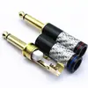 Plug de 6,35 mm Banhado a Ouro de Fibra de Carbono Cabeça de Solda Mono 6,5 Mixer Alto-falante Microfone Plug de Áudio de Duas Seções 6,5