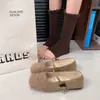 Zapatos Esponjosos Estilo Coreano Mary Jane Planos para Mujer 2026 Otoño/Invierno Nuevo Estilo Hada Correa Única Aumento de Altura Interior Planos con Más Terciopelo
