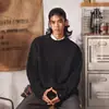 Suéter Espesso com Gola Redonda de Design Nicho Retrô Japonês para Homens Outono e Inverno Malha Grossa Solta Estilosa Rasgada