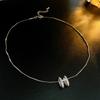 Collar con letra H de Zirconia Xiaowangfeng Corea del Sur Dulce Cadena de Clavícula de Celebridad Cyber de Alto Grado Simple para Viajes Cotidianos Elegante Collar para Mujer