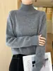 Suéter de Punto para Mujer Otoño Invierno Color Sólido Manga Raglán Cuello Alto Ajuste Relajado Modifica Hombros y Espalda Set Básico Versátil