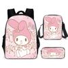 Kuromi Kuromi Mochila Escolar Estudiante Popular Mochila Escolar Mochila Ligera Casual Bolso de Hombro de Dibujos Animados Estuche para Lápices Estuche para Lápices