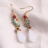 Pendientes Antiguos de Oro y Plata Pura Jade Hetian Estilo Vintage Pendientes y Colgantes de Oreja Chinos Regalo de Cumpleaños
