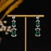 Brincos Quadrados Geométricos Transfronteiriços da Moda com Franjas, Estilo Longo com Diamantes, Brincos de Pedra Preciosa de Luxo, Brincos para Noite, Noiva, Casamento