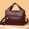 Bolso de Mano Retro de Cuero Suave Transfronterizo para Mujer 2026 Nuevo Estilo Simple Casual Multicompartimento Gran Capacidad Bandolera