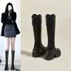 Botas Altas de Tacón Alto para Mujer Chuyuji 2026 Nuevo Estilo Otoño/Invierno para Mujeres Petites, Aumentadoras de Altura, Suela Gruesa, Adelgazantes, de Caña Alta, Estilo Caballero