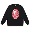 Moletom fino de terry para comércio exterior transfronteiriço, para homens e mulheres, estação outono, com estampa de letras homem-macaco e camuflagem, caimento solto, gola redonda, pulôver, moderno