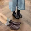 Botines de tobillo redondos que aumentan la altura para mujeres petite, colección primavera-otoño estilo coreano 2026, botines de moda negros retro y versátiles, botines adelgazantes