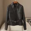 Pequeña Cantidad de Ropa Primavera 2026 Nueva Chaqueta Ajustada de Piel de Oveja Genuina, Chaqueta de Cuero Haining Estilo Celebridad Personalizada para Mujer
