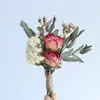Ramo Mini de Flores Secas Transfronterizo de 12 cm, Flores Reales, Rosas, Gypsophila, Regalo, Ramillete, Decoración de Coche, Decoración Hecha a Mano