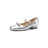 Sapatos Mary Jane Franceses 2026 Novo Estilo Salto Baixo Tira Laço Mocassins Femininos 33-43 Sapatos