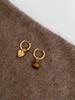 Pendientes asimétricos con hebilla de oreja y piedra de ojo de tigre de Maillard, estilo retro, elegantes y extranjeros.