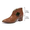 Botas de Moda Otoñales para Mujer 2026, Puntiagudas, Talla Grande, Tacón Medio, Tacón Grueso, Corte en V, Hebilla, Estilo Europeo y Americano, Adelgazantes, Botas Martin