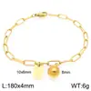 Pulsera Cuadrada de Moda con Letras Inglesas (26), Cadena Sencilla Tipo Clip Estilo Ins, Bola Redonda, Acero de Titanio Chapado en Oro de 18K
