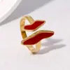 Anel Vintage de Luxo Leve Estilo Francês em Aço Inoxidável com Abertura Ajustável, Joia Dourada 18K com Gotejamento de Óleo Não Desbota, Fornecimento Transfronteiriço