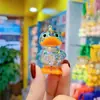 Chaveiro de pato amarelo transparente de acrílico de desenho animado, pingente de boneca fofa para celular de menina, acessórios de pingente para pulseira