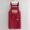 Avental de Desenho Animado Repelente à Água para Ano Novo Roupas de Trabalho para Catering Avental Estampado para Cozinha Cozinha Caseira Ano do Cavalo Manga Longa