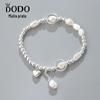 Pulseira de prata de lei s925 com pérola barroca em formato de coração feminina super fada garota celebridade da internet amor pulseira de contas redondas moda joias de prata