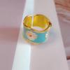 Anillo Abierto de Goteo Francés Daisy Mona para Jardín, Anillo Fresco de Chica Hada con Temperamento Elegante para Mujeres