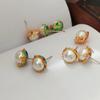 Aretes de Perlas con Aguja de Plata S925, Diseño Delicado de Capullo de Flor Francés, Temperamento de Corea del Sur, Estilo ins, Nueva Joyería para la Oreja 7591