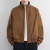 Chaqueta cárdigan versátil para hombre, estilo minimalista de primavera y otoño, de alta gama, color liso, para uso diario y para ir al trabajo, manga larga, cuello alto, moderna