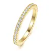 Anillo de una fila con circonita de diamantes completos para mujer, Joyería de moda de nicho que no se decolora, Al por mayor en stock, Estilo de nicho de alta gama