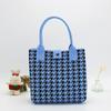 Bolso de Mano Tejido Estilo Coreano, Bolso de Mano de Moda Houndstooth para Viajeros de Gran Capacidad, Bolso de Mano Casual Versátil, Bolsa para el Almuerzo