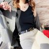 Moda de Verano Camisola de Cuello en V para Mujer 2024 Primavera y Verano Ropa Interior Tejido de Seda de Hielo Camiseta Base Tejida Top sin Mangas Chica Caliente