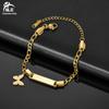 Comercio Exterior Transfronterizo Pulsera Infantil de Acero Inoxidable DIY Grabado Personalizado Pulsera Larga de Barra con Colgante de Corona para Niños
