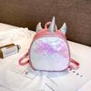 Nova Mochila Escolar Fashion de Lantejoulas Unicórnio Primavera e Verão 2024 Versão Mini Coreana Mochila Dupla de Lantejoulas Infantil Bolsa Casual Feminina