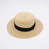 Sombrero de Paja, Sombrero de Paja de Ala Plana Estilo Francés Británico Panamá, Tejido para Mujer, Sombrero de Playa de Verano para Vacaciones en la Costa