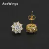 Pendientes con Forma de Flor de Hip-Hop Europeo y Americano, Artículo Popular de Comercio Exterior, Pendientes Ins Brillantes de Circonita de Alta Gama Europeos y Americanos para Mujer