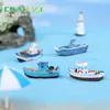 Acuario de simulación de micro paisajismo yate crucero Playa costa pequeña barca de pesca pecera decoración de paisaje accesorios adornos pequeños