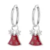 Pendientes serie navideña para mujer plata de ley 925 ambiente navideño Pendientes de campana y copo de nieve personalidad estilo ins joyería para orejas