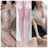 Ropa interior sexy de encaje de tres puntos con pecho pequeño y gran perla, tanga tentador, pasión, sin despegar, traje para mujer 9972