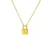 Collar con Candado de Acero de Titanio que No se Desvanece, Letra, para Mujer, Cadena de Clavícula de Lujo Ligero, Colgante de Moda Europea y Americana Tendencia, Joyería de Acero Inoxidable