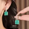Pendientes Cuadrados Geométricos de Circonita Verde, Únicos y Elegantes, Pendientes Minimalistas de Nicho, Pendientes de Lujo Ligero y de Gama Alta al por Mayor
