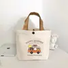 Bolsa de lona con diseño de oso para estudiantes, portátil, de tamaño pequeño, para el trabajo, para el almuerzo, multifuncional, de lona.