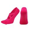 [Venta al por mayor de fábrica] Calcetines de yoga de cinco dedos con doble tira cruzada, calcetines de moda sin espalda para danza, calcetines deportivos para fitness en interiores