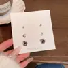Set de Seis Piezas de Aretes de Zirconia de Luna y Estrella para Mujer, Estilo Dulce y Fresco, Aretes de Alta Gama con Diseño Único