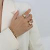 Moda francesa retro ins estilo temperamento simples imitação anel de pérola mulheres cross-border titanium aço atacado não-desbotamento jóias