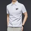 [40 Count 180g Algodón] Camisa Polo de Manga Corta de Verano para Hombre con Cuello de Seda Helada, Ropa Casual de Negocios para Jóvenes