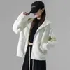Moletom curto para mulheres petite, novo top slim fit primavera/outono 2026, jaqueta esportiva casual solta estilo coreano
