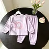 Pijama de primavera y otoño estilo coreano para niñas, ropa de casa para bebé, ropa para aire acondicionado de verano, conjunto de top de manga larga y pantalón largo, ropa cálida para niños