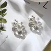 Pendientes de cristal blanco transparente de verano para mujer, estilo europeo y americano, ligeros, de lujo, de nicho avanzado, con cuentas de vidrio de aguja de plata S925.