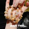 Colar Borboleta Flor Rosa Blush Cravejado de Diamantes Pedra Preciosa, Novo Estilo Chinês Pulseira de Olho de Tigre Multi-Pedras Cristal, Venda por Atacado a Partir de Uma Peça