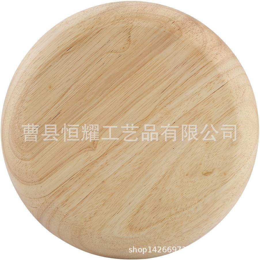 日式橡胶木托盘圆形水果茶杯盘木碟木制蛋糕面包餐盘跨境热销定制