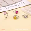 Anéis Mais Vendidos Transfronteiriços na Europa e América, Ouro Rosa e Pedra Amarela Joias de Zircônia para Casamento e Noivado, Estoque Pronto do Fabricante